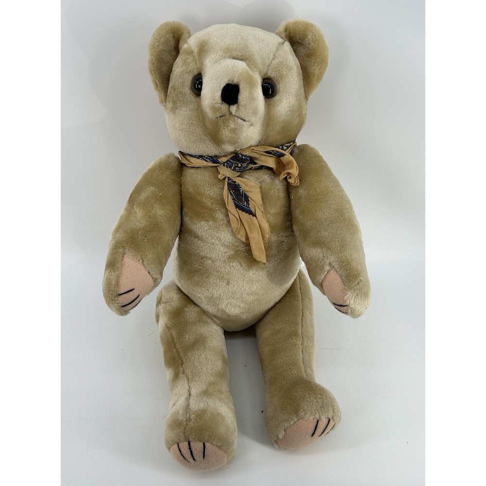 Vintage Fully Jointed Tan Plush Teddy Bear 23"